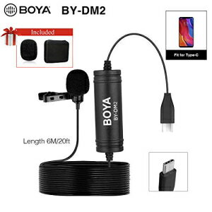 BOYA USB-C タイプ全指向性ラベリアマイク、簡単なクリップオンシステムを備えた Android マイク YouTube/インタビュー/ビデオ会議/ポッドキャスト/ラップの録音に最適 BOYA USB-C Type Omnidirectional Lavalier Microphone, Android Mic with Easy Clip