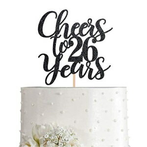 26 ֥åå ϥåԡ 26 Фȥåѡ26 Фδեѡƥȥåѡǥ졼 26 Black Glitter Happy 26th Birthday Cake Topper, Cheers to 26 Years Party Cake Topper...