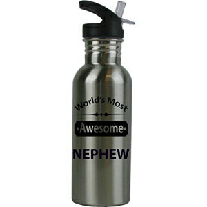 CustomgiftsNow Eōłf炵XeXX`[EH[^[{gXg[gbvt 20 IX 600 ~bgX|[cEH[^[{g CustomGiftsNow World's Most Awesome Nephew Stainless Steel Water Bottle with Straw Top 20 Ounc