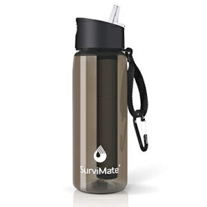 Survimate tB^[tEH[^[{g BPA t[ 4 iKtB^[Xg[t LvAnCLOAobNpbLOAsp Survimate Filtered Water Bottle BPA Free with 4-Stage Intergrated Filter Straw for Camping, Hiking,