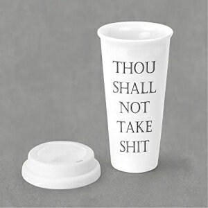 Retrospect Group Thou Shall not take Shit コーヒータンブラー、10オンス、ホワイト Retrospect Group Thou Shall not take Shit Coffee Tumbler, 10 oz, White