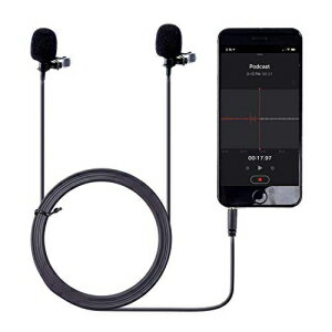 Movo PM20 Dual Lavalier Microphone - Lapel Microphone Compatible with Apple iPhone, iPad, iPod Touch, Android and Windows Smartphones - Perfect Interview Microphone