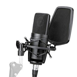 Movo VSM-5 Large Diaphragm XLR Studio Cardioid Condenser Microphone with Shock Mount, Pop Filter, and XLR Cable - Ideal Mic for Vocals, Podcasting, Streaming, Broadcasting, ASMR, and More