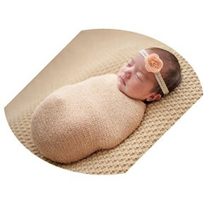 生まれたばかりの赤ちゃんの写真の小道具は 男の子の女の子の写真撮影のための布ブランケットおくるみを包みます（ベージュ） Coberllus Newborn Baby Photo Props Wrap Cloth Blanket Swaddle for Boys Girls Photography Shoot (Beige)