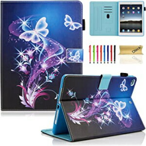 #001 Purple Butterfly, iPad 9.7 inch 2018 2017 Case/iPad Air Case/iPad Air 2 Case, Dteck PU Leather Folio Smart Cover with Auto Sleep Wake Stand Wallet Case for Apple iPad 6th / 5th Gen,iPad Air 1 2, Purple But