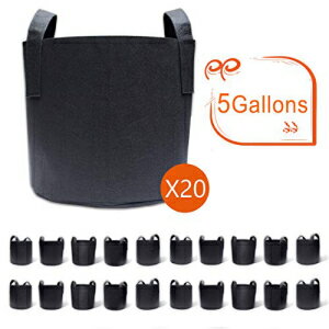 Gardzen 5 ガロン栽培バッグ 20 個パック、ハンドル付きエアレーションファブリックポット Gardzen 20-Pack 5 Gallon Grow Bags, Aeration Fabric Pots with Handles