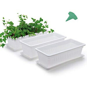 GROWNEER 3pbN 15C` eRb^J[t[EBhE{bNX vX`bN؃v^[ 15̐Axt ӁApeBIAAƂ̑A|[`p GROWNEER 3 Packs 15 Inches Terracotta Color Flower Window Box Plastic Vegetable