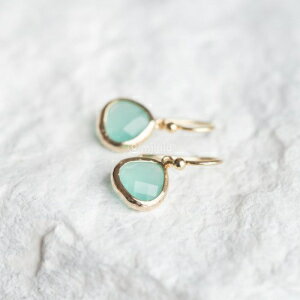 NX^KXANAu[~gO[hbvsAX MJLuLu Crystal Glass Aqua Blue Mint Green Drop Earrings