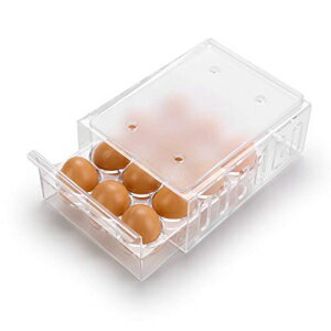エットリ卵トレイ 積み重ね可能な引き出し 冷蔵庫卵保存容器 12個の卵トレイ 透明 Ettori Egg Tray Stackable Drawer, Refrigerator Egg Storage Container 12 Eggs Tray, Transparent