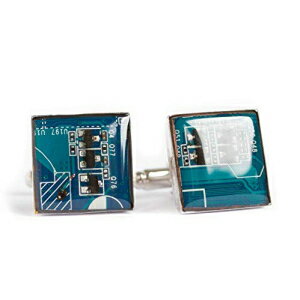 楽天Glomarketブルーサーキットボードカフリンクス、コンピューターオタクへのリサイクルギフト ReComputing Blue Circuit Board Cufflinks, recycled gift for computer geek