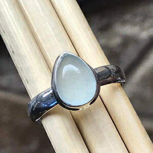 ナチュラルカボションアクアマリン925ソリッドスターリングシルバーエンゲージリングサイズ7 Natural Rocks by Kala Natural Cabochon Aquamarine 925 Solid Sterling Silver Engagement Ring Size 7