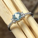 ナチュラルブルートパーズ、ホワイトトパーズ925ソリッドスターリングシルバーエンゲージリングサイズ7 Natural Rocks by Kala Natural Blue Topaz, White Topaz 925 Solid Sterling Silver Engagement Ring Size 7