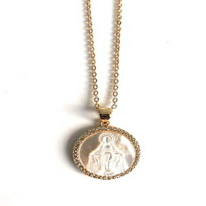 ߥ˥ޥꥹȤνʡ줿ޥ֥ѡ17ͥå쥹Virgende la Milagrosa Sifrimania Minimalist Blessed Mother of Pearl Medal 17 Inches Necklace Virgen de la Milagrosa