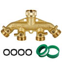 Lifynste 4 EFC^Jz[XXvb^[A3/4 C`ϋv^JK[fz[XXvb^[AK[fz[XA_v^[RlN^[ Lifynste 4 Way Brass Hose Splitter, 3/4