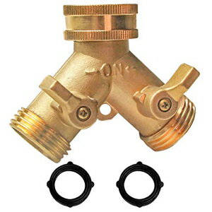 Xiny Tool 﫥ǥۡץå (2) åɥ֥饹ۡYץå 2Х ͽå㡼2դ Xiny Tool Brass Garden Hose Splitter (2 Way), Solid Brass Hose Y Splitter 2 Valv...