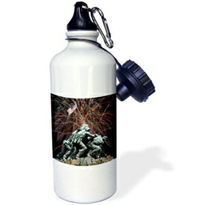 3dRose wb_14248_1 CLO ԉΕt - X|[cEH[^[{gA21IXAzCg 3dRose wb_14248_1 Marine Corp Memorial with Fireworks - Sports Water Bottle, 21 oz, White