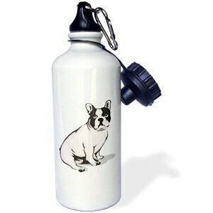 3dRose wb_129115_1「キュートでかわいい犬のお座りフレンチ ブルドッグ」スポーツ ウォーター ボトル、21 オンス、ホワイト 3dRose wb_129115_1"Cute and Cuddly Canine Sitting French Bulldog" Sports Water Bottle, 21 oz, White