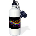 ネオンレインボーカラーの3dRoseミュージックノート-スポーツウォーターボトル、21オンス（wb_167166_1）、21オンス、マルチカラー 3dRose Music Notes in neon Rainbow Colors-Sports Water Bottle, 21oz (wb_167166_1), 21 oz, Multicolor
