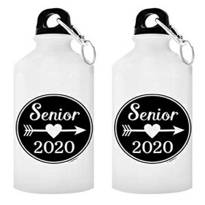 2020 ƐMtg NXC[ VjA n[g Mtg 2 pbN A~jE EH[^[{g Lbv & X|[cgbvt zCg 2020 Grad Gift Class Year Senior Heart Gift 2-Pack Aluminum Water Bottles with Cap & Sport To