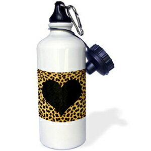 3dRose wb_20394_1 pN Jr[ `[^[ Aj} vg ubN n[g X|[c EH[^[{gA21 IXAzCg 3dRose wb_20394_1 Punk Rockabilly Cheetah Animal Print Black Heart Sports Water Bottle, 21 oz, White