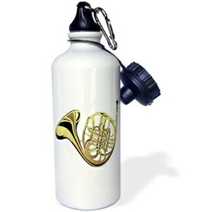 3dRose wb_37419_1 [W S[h t` z X|[c EH[^[ {gA21 IXAzCg 3dRose wb_37419_1 Large Gold French Horn Sports Water Bottle, 21 oz, White