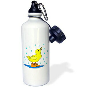 3dRose wb_46539_1"Cute Duckie In Rain" スポーツ ウォーター ボトル、21 オンス、ホワイト 3dRose wb_46539_1"Cute Duckie In Rain" Sports Water Bottle, 21 oz, White