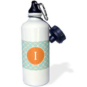 3dRose ^[ I mO IWƃu[̎ltp^[ - X|[c EH[^[ {gA21 IX (wb_210610_1)A21 IXA}`J[ 3dRose Letter I Monogram Orange and Blue Quatrefoil Pattern-Sports Water Bottle, 21oz (w