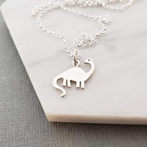 スターリングシルバー ブロントサウルス恐竜チャームネックレス Sterling Silver Brontosaurus Dinosaur Charm Necklace