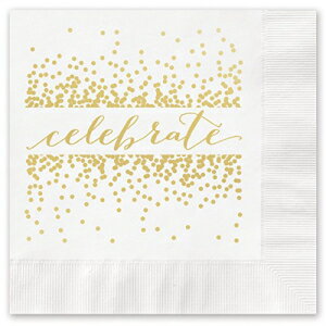 Confetti Beverage CocktailNapkinsで祝う-25枚のホイルプリント紙ナプキン Canopy Street Celebrate with Confetti Beverage Cocktail Napkins - 25 Foil Printed Paper Napkins