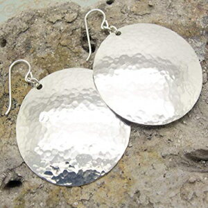 [W X^[O Vo[ n}[h fBXN CO Large Sterling Silver Hammered Disc Earrings