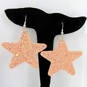 sNOb^[tFCNU[[WX^[_OCO Pink Glitter Faux Leather Large Star Dangle Earrings