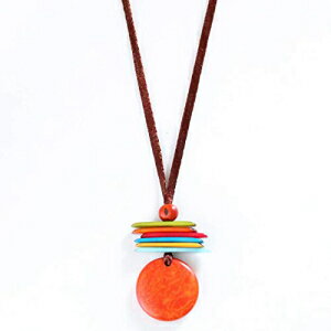 IW̊y^OAy_gAA߉\ FLORAMA Natural Jewelry Fun Tagua Pendant in Orange, Handmade and Adjustable