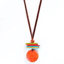 IW̊y^OAy_gAA߉\ FLORAMA Natural Jewelry Fun Tagua Pendant in Orange, Handmade and Adjustable