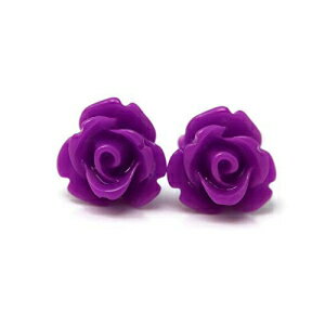 9mm X[[YX^bhA^t[vX`bN|XgCOAI[Lbh 9mm Small Rose Studs, Metal Free Plastic Post Earrings, Orchid