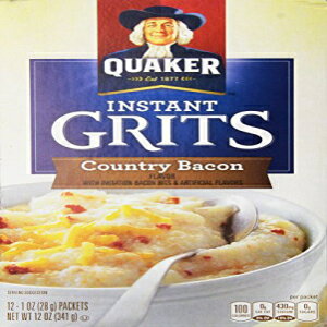 クエーカー、インスタントグリッツ、カントリーベーコンフレーバー、12オンスボックス（4個パック） Quaker, Instant Grits, Country Bacon Flavor, 12oz Box (Pack of 4)