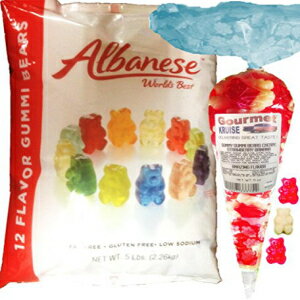 Gummi Gummy Bears Albanese 12 Flavors-Bulk Candy 5lb Bag With Red Wild Cherry And White Strawberry Banana Gourmet Kruise Signature Gift Bag 11 OZ (NET WT 5 LBS.11OZ) 2 Item Bundle