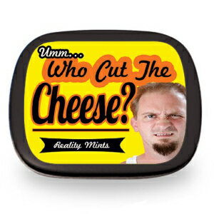 Who Cut The Cheese Mints – ファンキーな香りのデザインのミント缶 – 男性向けノベルティキャンディー – シナモンブレスミント、シュガーフリー Who Cut The Cheese Mints – Funky smell design mint tin - Novelty Candy for Men – Cinna