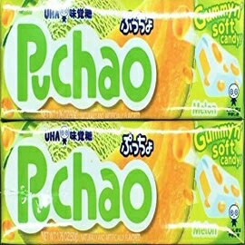 UHA味覚糖 プチャオグミ&ソフトキャンディ フルーツフレーバー各種 2팩、각 49.9g (メロン) UHA Mikakuto Puchao Gummy n' Soft Candy Variety of Fruit Flavors 2 Pack, 1.76 oz each (Melon)