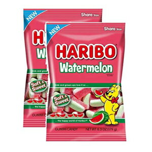 季節限定 ソフト＆スイートグミ スイカ ハリボーグミ 178.6g (2個入) Seasonal Soft & Sweet Gummy Watermelon Haribo Gummi Candy - 6.3 Oz (Pack of 2)