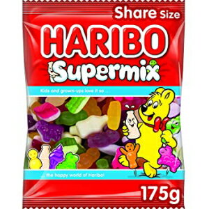 ガム ハリボー スーパーミックス 175g (2 個パック) - フルーツガムとフォームシュガーの混合物で、フルーツとミルクの風味があり、人工着色料は使用されていません。 Haribo Supermix 175g (pack of 2) - Mixture of fruit gum and foam sugar with fr