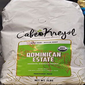カフェ クレヨル ドミニカン エステート オーガニック全粒コーヒー 907.2g 。バッグ Cafe Kreyol Dominican Estate Organic Whole Bean Coffee 2 lb. Bag