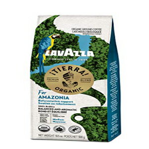 Lavazza、Tierra オーガニック アマゾニア グラウンド コーヒー ミディアム ロースト 10.5 オンス バッグ、フローラル ノート 本格イタリア産、バリューパック、イタリアでブレンドおよび焙煎、バランスのとれた芳香のあるフルーティーでフローラルなノート Lava