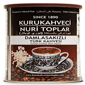 マスティック入りトルココーヒー、(トルコグミ) マスティックガム 100% アラビカ種コーヒー豆、鍛造、本物のトルコ特製、新鮮なロースト、非遺伝子組み換え作物 By Nuri Toplar 250 グラム 8.8 オンス ハラール Turkish coffee with mastic, (Turkish