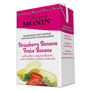 Monin Blender Ready ストロベリー バナナ フルーツ スムージー ミックス、46 オンス -- 1 ケースあたり 6 個。 Monin Blender Ready Strawberry Banana Fruit Smoothie Mix, 46 Ounce -- 6 per case.