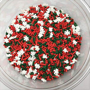 クリスマス ノエル ミックス スノーフレーク シェイプ グリーン レッド スプリンクル トッピング 1 ポンド Christmas Noel Mix Snowflake Shapes Green Red Sprinkles Topping 1 pound