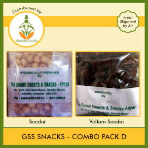 Shastha Foods GSS Snacks (Combo Pack D) Contains 8 Pkts (GSS Seedai 4 Pkts & GSS Vella Seedai 4 Pkts) Each Pkt 250g (T-M)