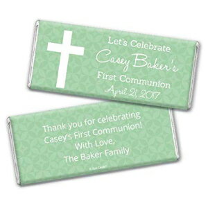 楽天GlomarketCommunion Personalized HERSHEY'S 完全に組み立てられたチョコレートキャンディ 바 Initial Cross （12개입） - セージ WH Candy Communion Personalized HERSHEY'S Fully Assembled Chocolate Candy Bar Initial Cross （12 Count） - Sage