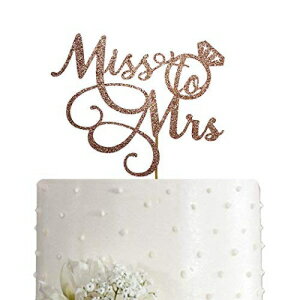 Miss To Mrs Cake Topper - Bridal Shower, Mr and Mrs Wedding/Engagement/Marriage Party Decoration, Double-sided Rose Gold Glitter