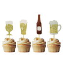 Morndew 24 PCS Goblet Beer Glass Champagne Cheers Cupcake Toppers for Festival New Year Party Celebration Party Birthday Party Wedding Party Decorations