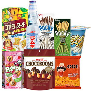 日本のスナックとドリンクケアパッケージ スナックギフトボックス (8個) - ポッキースティック ヤンヤン ハローパンダ コアラ GGE キャンディ ラムネソーダの詰め合わせ - バラエティパックフレーバー Japanese Snacks and Drink Care Package Snack G